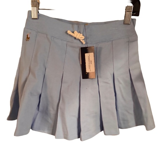 NWT Polo Ralph Lauren Big Girls Pleated Mesh Drawstring Skort Bluebell L (12-14) - Picture 1 of 11
